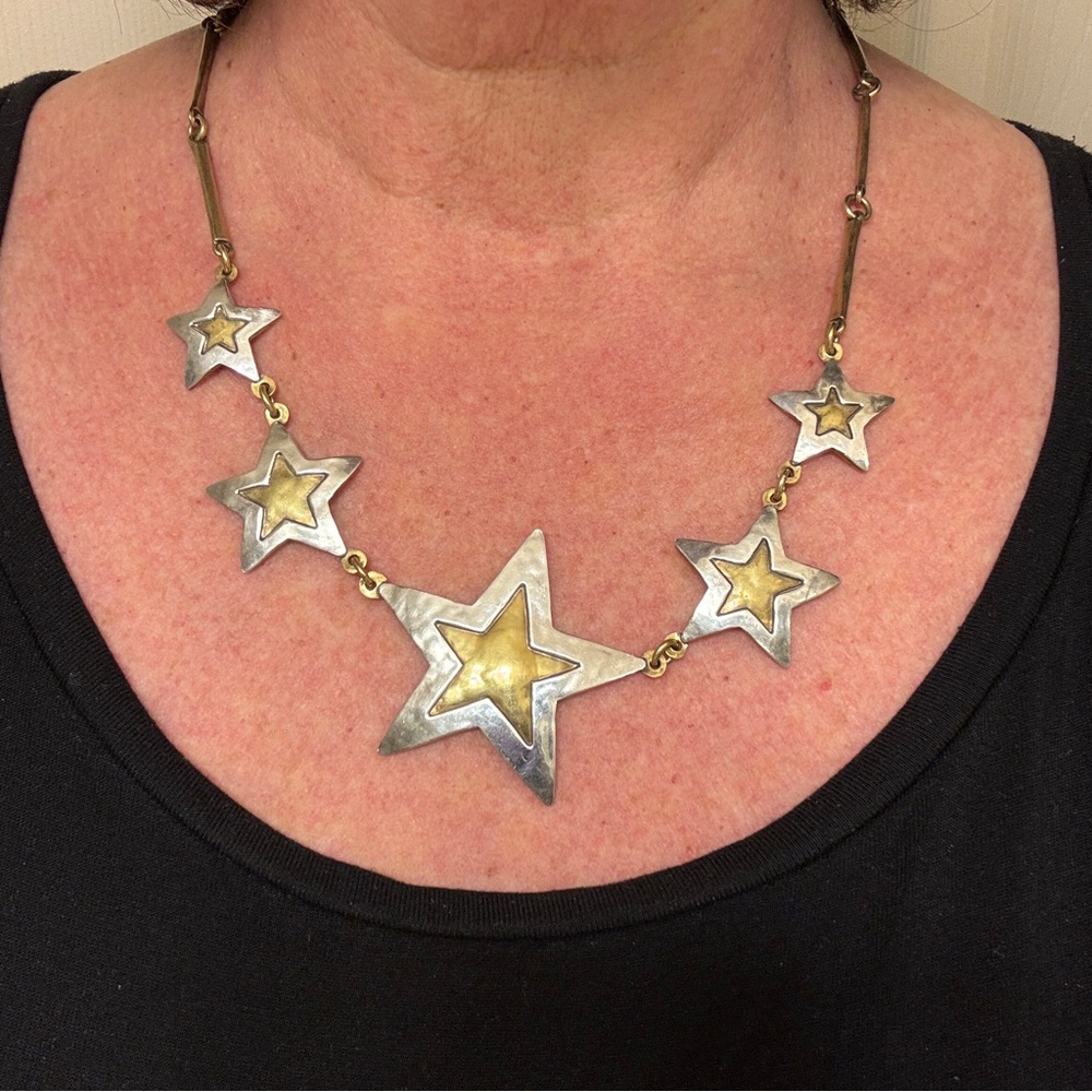 Jeep Collins Brass and Sterling 5 Stars Necklace - Picture 5 of 9